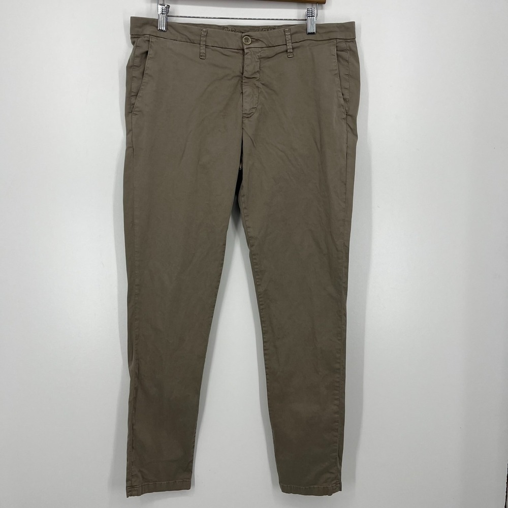 Manuel Ritz Chino Pants Men's Size 38 Beige Solid Flat Front Cotton Slim‎ Fit
